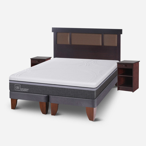 Cama Europea 2 Plazas Cic Ortopedic Advance + Set Dublin Color Gris