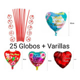 Pack 25 Globos Día De La Madre + 25 Varillas Gruesas 