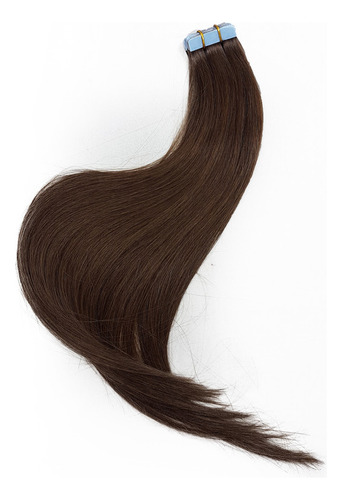 Mega Hair Fita Adesiva Cabelo Humano 40cm Castanho Claro