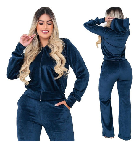 Conjunto Plush Feminino Veludo Inverno Agasalho Frio Quentin