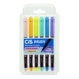 Caneta Brush Pen Cis Kit Com 6 Cores Pastel