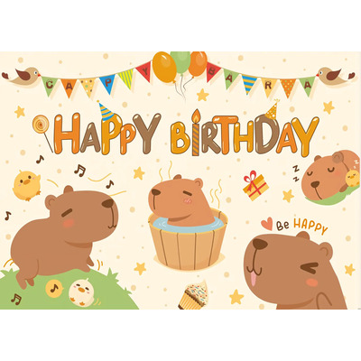 Capibara Cumpleaños De Fondo De Accesorios Fiesta 150x100cm | Meses sin interés