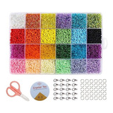 Set De Mostacillon 4mm 24 Colores Y Accesorios Para Pulseras