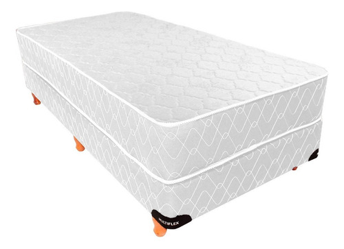 Sommier Colchón 1 1/2 Plaza Multiflex 100 X 190 Cm Resortes Reforzados Patas Sommier Incluídas Color Blanco