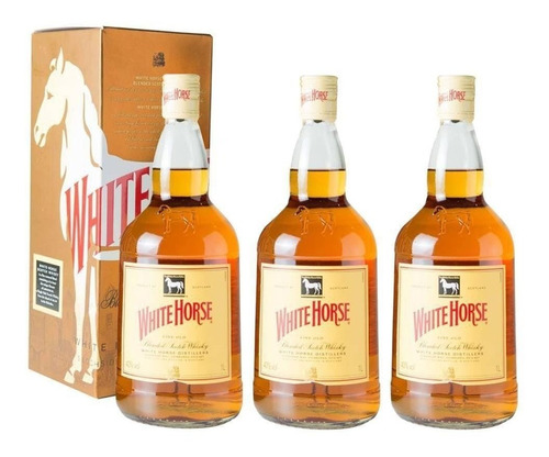 Kit Whisky White Horse Blended 1l - Cavalo Branco 3 Unidades