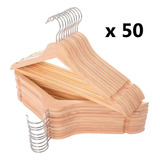 Percha Anatómica Madera Lustrada Para Ropa Pack X50