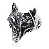 Anillo Lobo Nórdico Plata Ley 925 