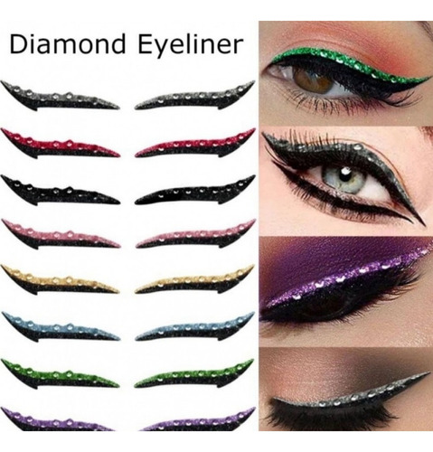 Sticker Adhesivo Delineador Strass Glitter Eyeliner 5 Pares