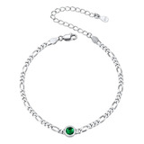 Silvercute Pulsera Verde Esmeralda Para Mujer Pulseras Con D