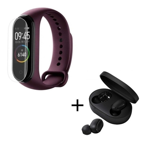 Combo Xiaomi Mi Band 4 Con Film + Auriculares Redmi Airdots 