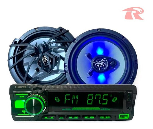 Estereo Bluetooth + Par De Bocinas 6.5 Con Luz 280w