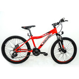 Bicicleta Mountain Bike Raleigh Scout Rodado 24 Shimano 21v Color Rojo/gris