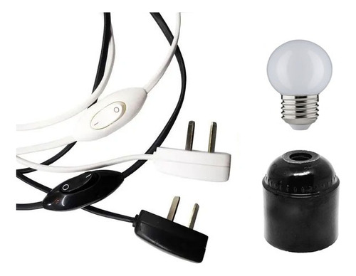 Cable Armado Velador + Lámpara + Portalámpara E27 Kit X 10