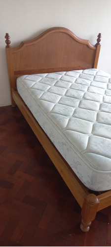 Cama Matrim X 140 De Madera De Roble. Incluye Colchón Piero