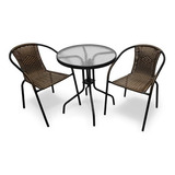 Set Rattan Sillas X2 + Mesa Combo Jardin Balcón Exterior