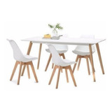 Juego De Comedor Eames Mesa Madera 120 X 80 + 6 Sillas Tulip