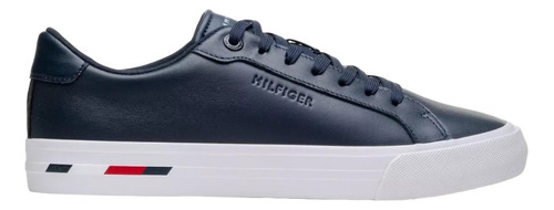 Tenis Casual De Piel Tommy Hilfiger Dino Azul M. Original