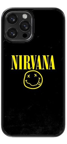 Funda Para Celular Nirvana Rock Banda Carita Letras Negro