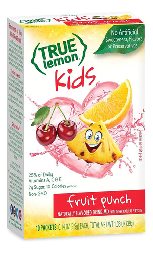True Lime Kids Ponche Frutas Original Polvo 10 Sobrecitos