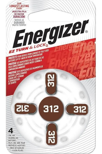 Pilas Para Audifono Energizer Zinc Air Az 312  Blister X 4u