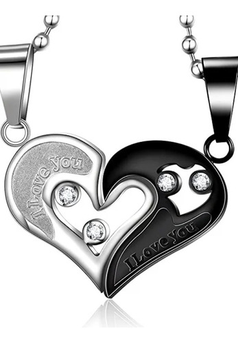 Collar Magnético Para Parejas/amigos Corazón Div Black Croma