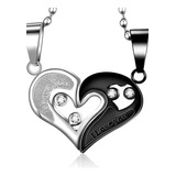 Collar Magnético Para Parejas/amigos Corazón Div Black Croma