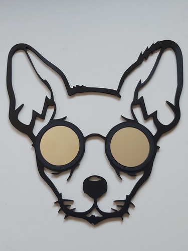 Decoración Para Pared, Perro Chihuahua Con Lentes De Espejo.