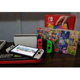 Nintendo Switch Oled + Juegos + Joycons + Funda