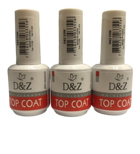 Kit 3 Top Coat D&z Porcelana Acrigel Extra Brilho Dez