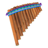Flauta Pan Peruana Artesanal Sopro Bambu Encurvada 