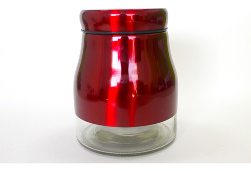 Bote Botella Contenedor De Vidrio Rojo Oscuro Con Tapa