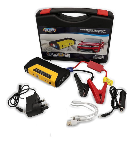 Kit Cargador Arrancador Bateria Auto Con Valija Usb Portatil