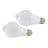 2 Focos Led Con Sensor De Movimiento 7w E27 Bombilla Ahorrad