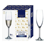 Copas Champagne Crystalite Bohemia Colección Colibri X6