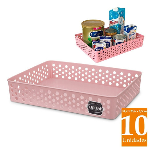 Kit 10 Cestinhos Organizador Grande Guarda Roupa Quarto Bebe