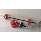 Kit Body Pump Barra + 4 Disco Pvc + Rueda Abdominales 