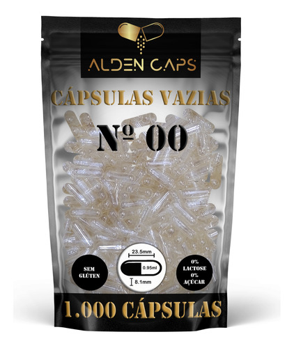 1.000 Cápsulas Vazias De Gelatina Incolor Nº 00 (1000mg)