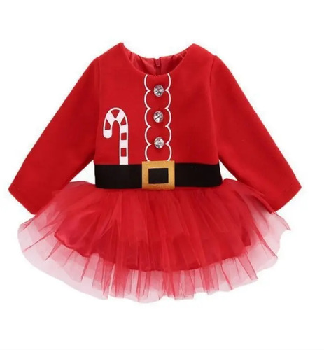 Disfraz Vestido Tutu Bebé Niña Santa Claus Navidad Navideño Fiestas Regalo