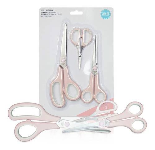 Kit De Tijeras Para Manualidades Wer Memory Pink Con 3 Piezas