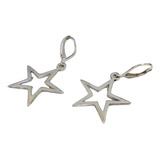 Aros De Plata Estrellas Con Cierre Brisura, Alto 3,5 Cm