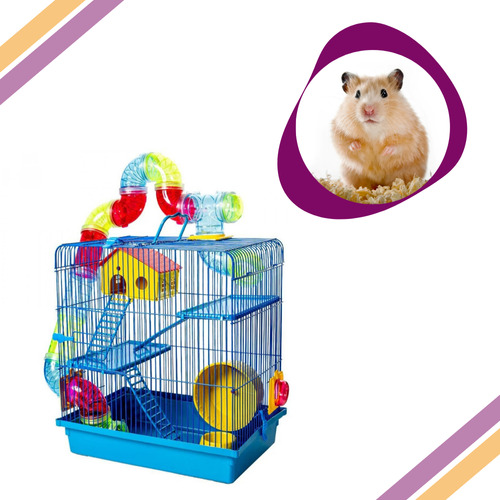 Gaiola Hamster 3 Andares Tubo Labirinto Bebedouro Completa