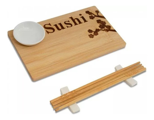 Set Sushi Ceramica 2 Personas Palillos Caja Regalo Trendy