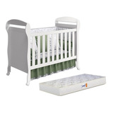 Berço Mini Cama Danny Branco Brilho Com Colchão D18 De 10cm