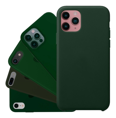 Case Silicone Compatível iPhone 7 Ao 14 Pro Max Verde Musgo