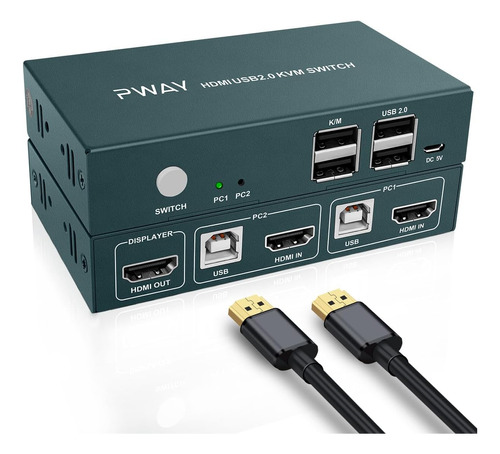 Conmutador Hdmi Kvm Para 2 Computadoras 1 Monitor De Hasta R