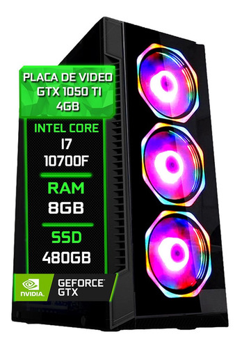 Pc Gamer Fácil Intel I7 10700f 8gb Gtx 1050ti 4gb Ssd 480gb