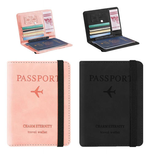 2 Porta Pasaporte Documentos Funda Protectora Rfid Con Viaje