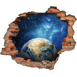 Adesivo Papel De Parede Buraco 3d - Planeta Terra Espaço