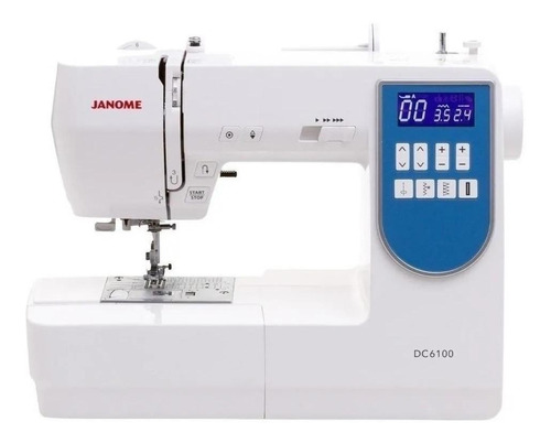 Máquina De Coser Recta Janome Dc6100 Portable Blanca Y Azul 110v/220v