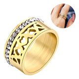 Anillo Acero Inoxidable Argolla Color Oro Corazon Para Mujer